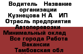 Водитель › Название организации ­ Кузнецова Н.А., ИП › Отрасль предприятия ­ Автоперевозки › Минимальный оклад ­ 1 - Все города Работа » Вакансии   . Тамбовская обл.,Моршанск г.